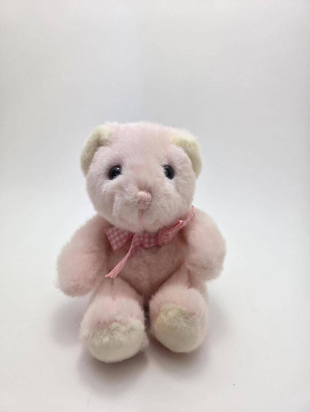 Russ Berrie "Buffy" Pink White Plush Bear Vintage Rare (Small 5inch)